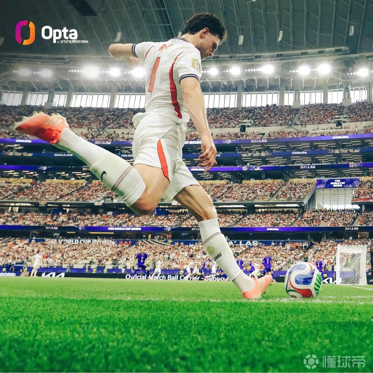Opta：赖斯世界杯前两轮创造10次射门机会，位列球员榜第一